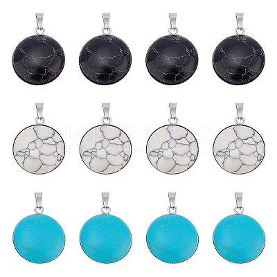 12Pcs 3 Colors Synthetic Turquoise Pendants STAS-UN0039-61-1