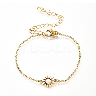 304 Stainless Steel Sun Link Bracelets BJEW-D308-01G-1