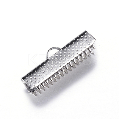 Tarnish Resistant 304 Stainless Steel Ribbon Crimp Ends LS-STAS-N0013-05P-1