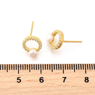 925 Sterling Silver Clear Cubic Zirconia Ring Stud Earrings EJEW-L300-09G-1