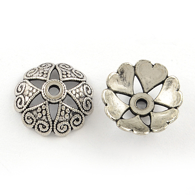 Tibetan Style Alloy Bead Caps X-TIBEP-R304-054AS-LF-1