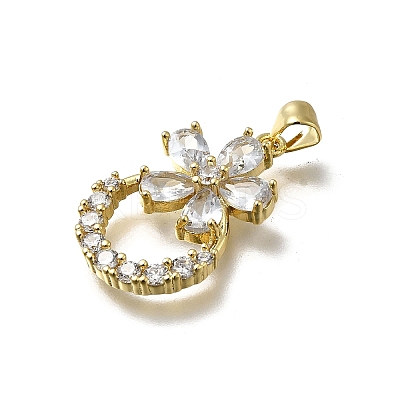 Brass Micro Pave Cubic Zirconia Pendants KK-C090-21G-1