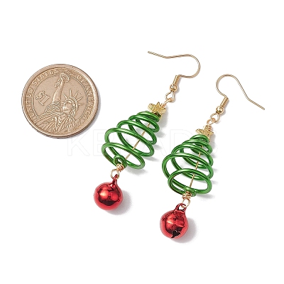 Aluminum Wire Wrapped Christmas Tree Dangle Earrings EJEW-JE05829-01-1