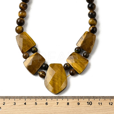 Natural Tiger Eye Faceted Bib Graduated Beaded Necklaces for Women NJEW-B128-01H-1