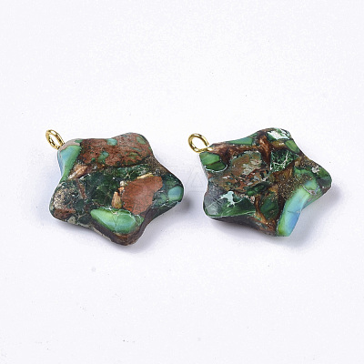Assembled Synthetic Imperial Jasper and Bronzite Pendants G-S366-002F-1