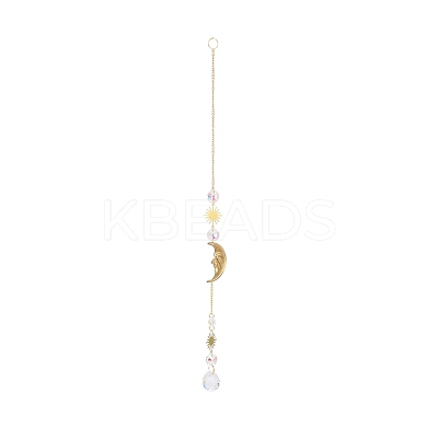 Glass Teardrop Big Pendant Decorations HJEW-M005-05D-G-1