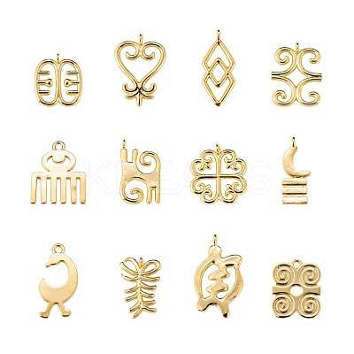 12Pcs 12 Style Brass Pendants KK-LS0001-28G-1
