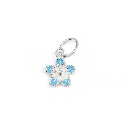925 Sterling Silver Enamel Flower Charms STER-K183-11S-02-1