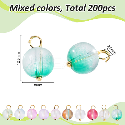 200Pcs Frosted Baking Paint Glass Charms PALLOY-GA00022-1