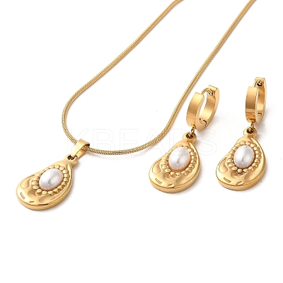 Ion Plating(IP) Teardrop 304 Stainless Steel Jewelry Set SJEW-H306-06G-1