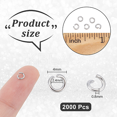 2000Pcs 304 Stainless Steel Open Jump Rings STAS-UN0062-99-1