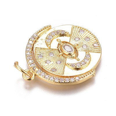 Brass Micro Pave Clear Cubic Zirconia Pendants ZIRC-O035-09G-1