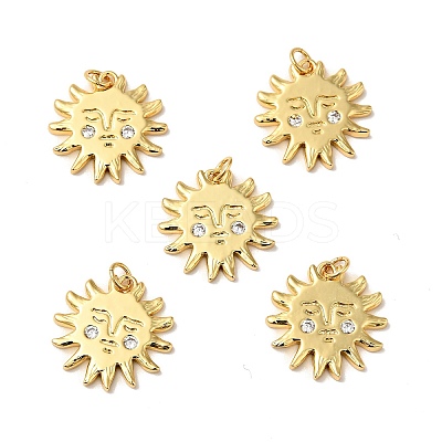 Rack Plating Brass Micro Pave Clear Cubic Zirconia Pendants X-KK-H431-23G-1