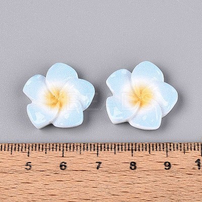 Plumeria Flower Opaque Resin Cabochons CRES-T025-30F-02-1