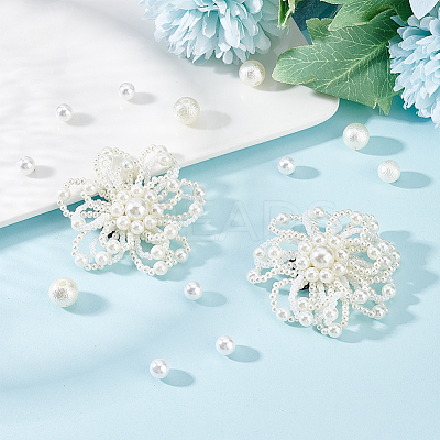 Beaded Plastic Imitation Pearl Flower Shoe Decoration FIND-FG0002-02-1
