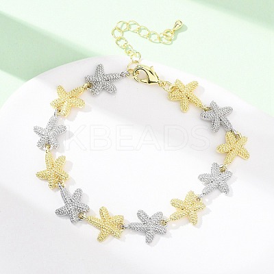 Brass Link Chain Bracelets for Women BJEW-G762-01GP-03-1