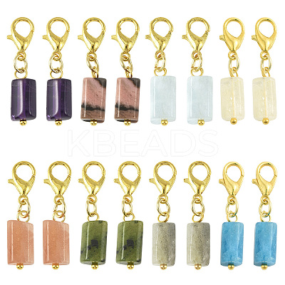 16Pcs 8 Colors Natural Gemstone Pendant Decorations HJEW-YW00209-1