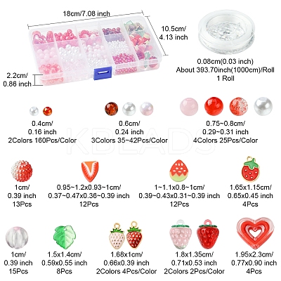 Acrylic Beads with ABS Plastic Imitation Pearl Beads with Alloy Enamel Pendants with Strong Stretchy Beading Elastic Thread Set DIY-FS0007-55-1