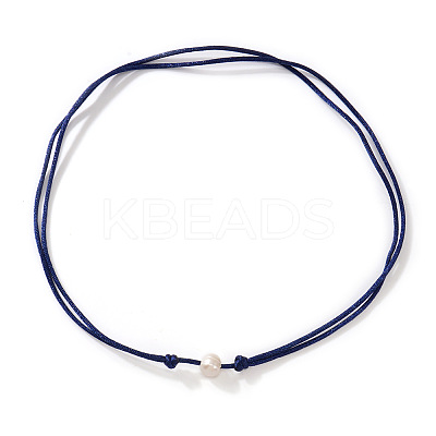 Imitation Pearl White Potato Pendant Adjustable Waxed Cord Necklaces for Women OH8963-1-1