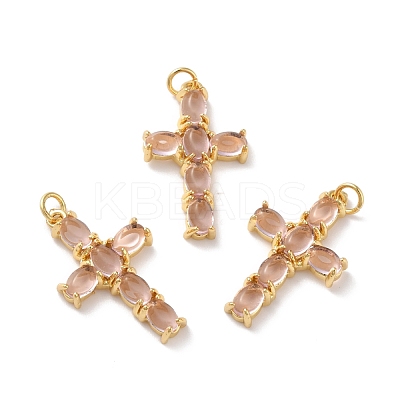 Rack Plating Brass Micro Pave Cubic Zirconia Pendants X-KK-A160-02G-1