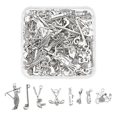80Pcs 8 Style Golf Theme Tibetan Style Alloy Pendants FIND-AR0001-89-1