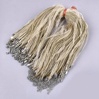 Waxed Cord and Organza Ribbon Necklace Making NCOR-T002-278-1