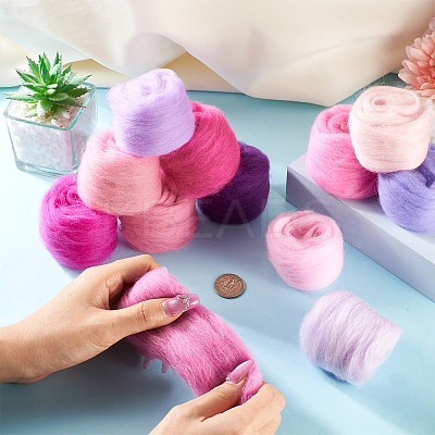 60G 12 Colors Needle Felting Wool Roving DIY-TA0012-85-1