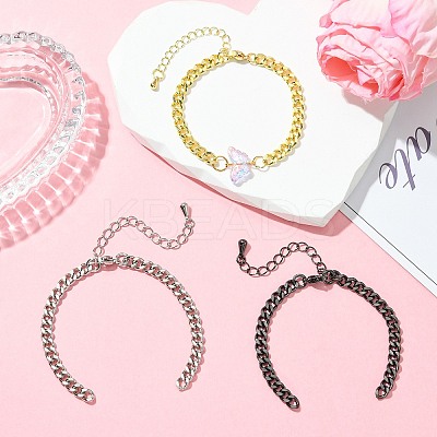 3Pcs 3 Colors Brass Cuban Link Chain Bracelet Making FIND-CJ0004-99-1