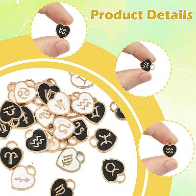 24Pcs 24 Styles Light Gold Plated Alloy Enamel Pendants ENAM-FS0003-87-1