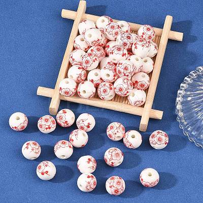 Handmade Printed Porcelain Beads X-PORC-Q202-12mm-1-1