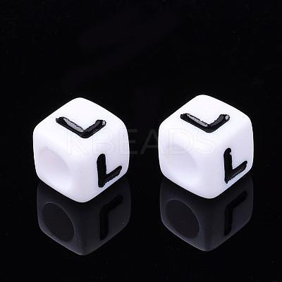 Acrylic Horizontal Hole Letter Beads PL37C9129-L-1