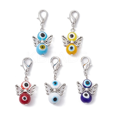 Ecil Eye Angel Resin & Glass Pendant Decorations HJEW-JM01513-1