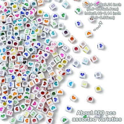 800Pcs 2 Styles Opaque White Acrylic Beads MACR-YW0003-31-1
