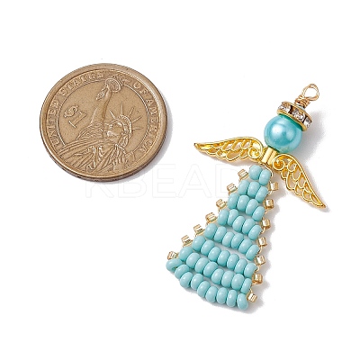 Angel Glass Seed Beads Pendants Decrotions HJEW-MZ00113-05-1