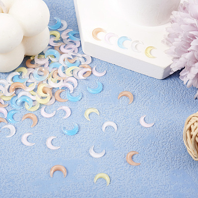 120Pcs 6 Colors Resin 3D Moon Cabochons MRMJ-TA0001-31-1