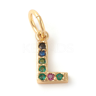 Brass Micro Pave Colorful Cubic Zirconia Charms ZIRC-F092-01-L-1