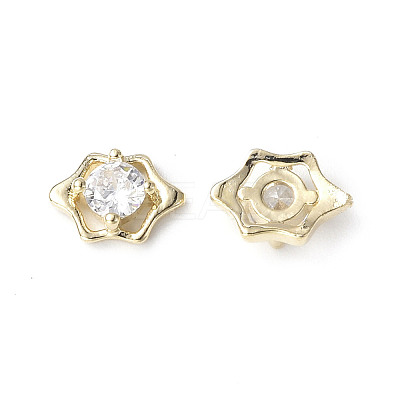 Brass Micro Pave Clear Cubic Zirconia Cabochons KK-A174-05G-1