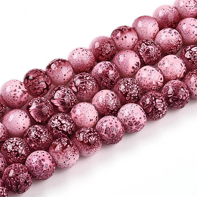 Transparent Baking Paint Glass Beads Strands X-DGLA-N009-8mm-03-1