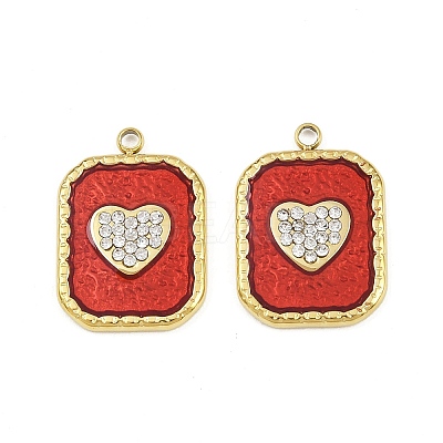 304 Stainless Steel Rhinestone Pendants STAS-P415-27G-1