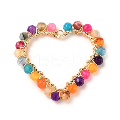 Heart Natural Faceted Gemstone Pendants PALLOY-JF00511-1