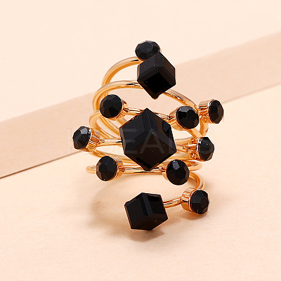 Alloy Rhinestone Multi-layer Rings LS-VU7935-4-1