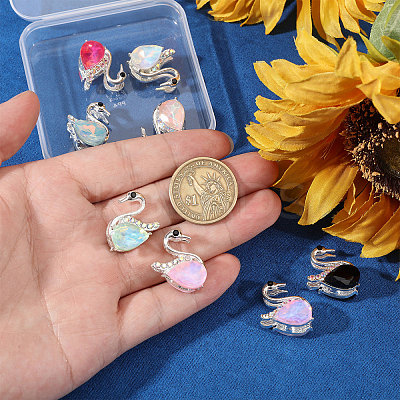8Pcs 8 Colors Alloy Micro Pave Cubic Zirconia Beads ALRI-CA0001-15-1