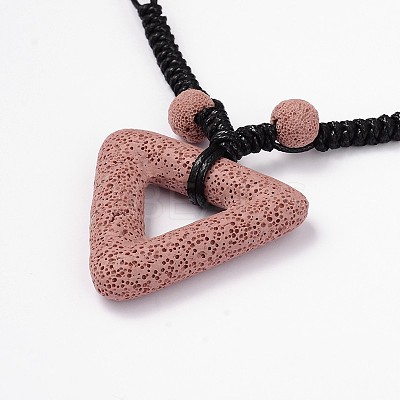 (Jewelry Parties Factory Sale)Triangle Lava Rock Pendants Necklaces NJEW-D205-03-1