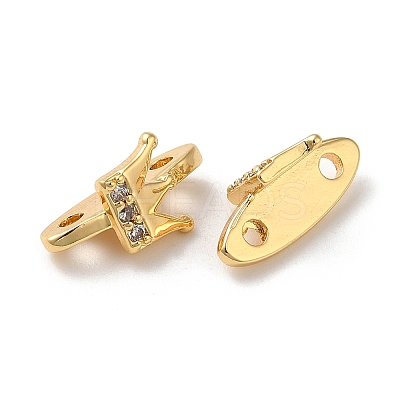 Brass Micro Pave Clear Cubic Zirconia Slide Charms KK-P239-20G-1