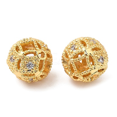 Brass Micro Pave Clear Cubic Zirconia Beads KK-I705-10G-1