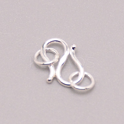 925 Sterling Silver S Shape Clasps STER-WH0001-08B-1