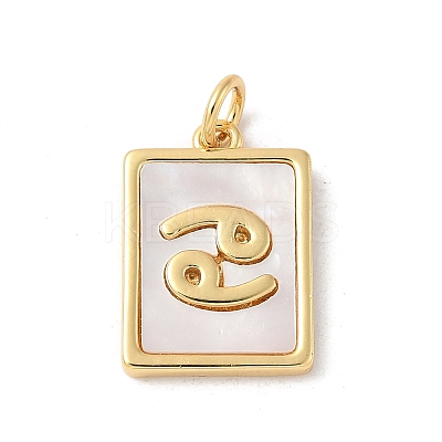 Brass Pave Natural White Shell Pendants KK-S522-09G-I-1
