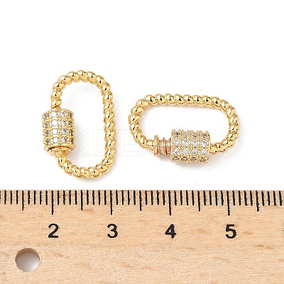 Brass Micro Pave Clear Cubic Zirconia Screw Carabiner Lock Charms KK-Z118-05G-1