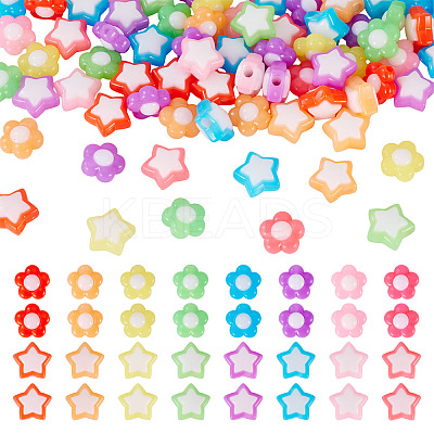 100Pcs 2 Styles Two Tone Opaque Acrylic Beads SACR-TA0001-59-1