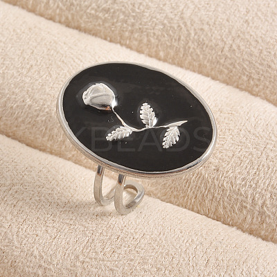 Adjustable 304 Stainless Steel with Enamel Cuff Open Rings for Women XR0969-2-1